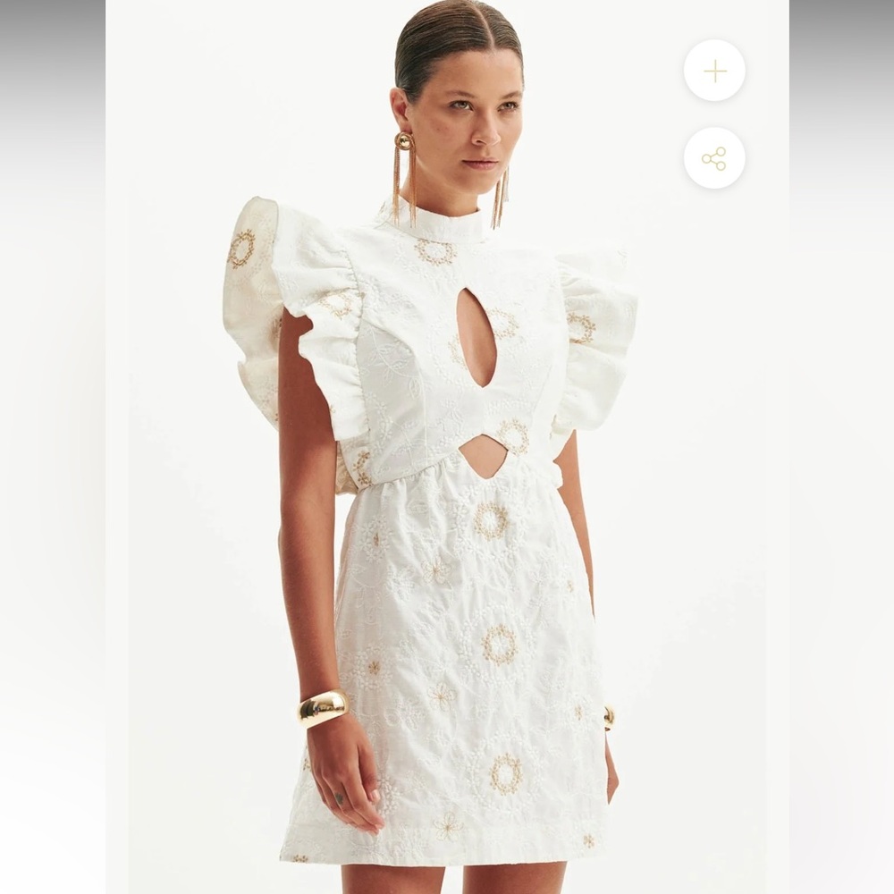 Elegant White and Gold Women's Dress